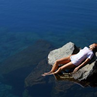 Girl On A Rock In The Ocean - Artistic Nude, Sunbathing