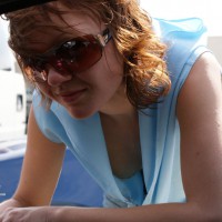 Downblouse In Car Window - Big Tits
