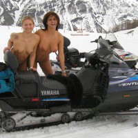Two Naked Girls - Blonde Hair, Snow