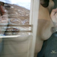 Pressed Nipples Under Glass - Brunette Hair, Erect Nipples