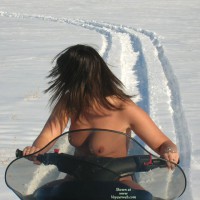 Nude On Snowmobile - Brunette Hair, Milf, Topless, Naked Girl, Nude Amateur