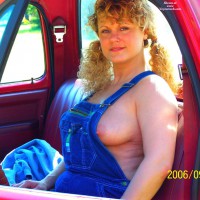 MILF In A Pickup Truck - Blonde Hair, Erect Nipples, Milf