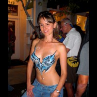 Painted Tits - Brown Hair, Brunette Hair, Sunglasses, Topless