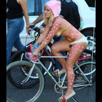 Topless Girl Riding Bike - Topless