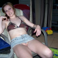 Girl In Extreme Microskirt Pantyless - Brown Hair, Long Hair, Small Tits, Hairless Pussy, Naked Girl