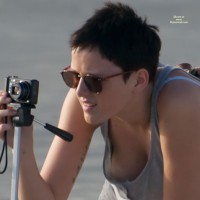 Braless Downblouse - Black Hair, Sunglasses, Beach Voyeur