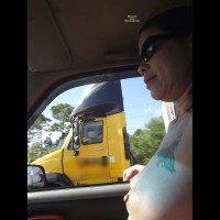 Flashing Truckers - Erect Nipples, Flashing, Large Aerolas, Topless