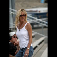 Erected Nipples Under Tank Top - Blonde Hair, Erect Nipples