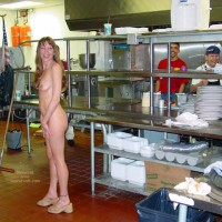 Nude In Kitchen - Long Hair, Nude In Public, Small Tits