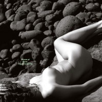 Nude Model Laying Prone On Rocks - Naked Girl, Nude Amateur