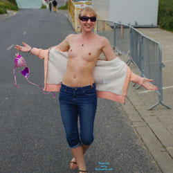 Walking Topless At The Sea Side - Blonde Hair, Erect Nipples, Exposed In Public, Firm Tits, Hard Nipple, Nipples, Nude In Public, Nude Outdoors, Showing Tits, Sunglasses, Topless Girl, Topless Outdoors, Topless, Beach Voyeur, Hot Girl, Sexy Body, Sexy Boobs, Sexy Figure, Sexy Girl, Sexy Woman