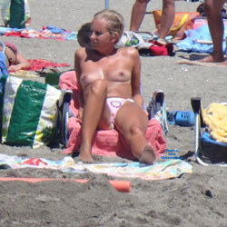 Topless Blonde Relaxing Well At Beach - Bikini, Blonde Hair, Erect Nipples, Exposed In Public, Firm Tits, Hard Nipple, Nipples, Nude Beach, Nude In Public, Nude Outdoors, Showing Tits, Small Breasts, Small Tits, Topless Beach, Topless Girl, Topless Outdoors, Topless, Beach Voyeur, Sexy Feet, Sexy Girl, Sexy Legs, Sexy Woman