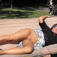 Pic #7 Without Panties In The Park Part 2 - Brunette, Public Exhibitionist, Public Place