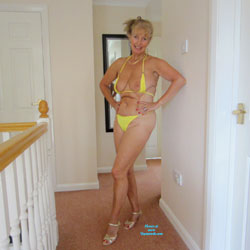 Pic #8 Linda Erotically In Yellow Bikini And Heels - High Heels Amateurs, Blonde, Bikini Voyeur, Big Tits, Mature