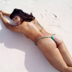 Pic #8 Green One-Piece - Brunette, Tattoos
