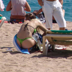 Pic #1 Green Thong - Beach, Bikini Voyeur, Blonde