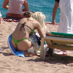 Pic #2 Green Thong - Beach, Bikini Voyeur, Blonde