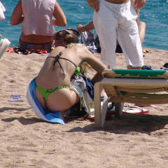 Pic #3 Green Thong - Beach, Bikini Voyeur, Blonde