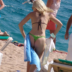 Pic #7 Green Thong - Beach, Bikini Voyeur, Blonde