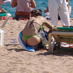 Pic #5 Green Thong - Beach, Bikini Voyeur, Blonde
