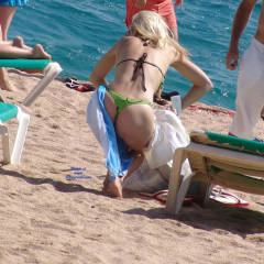 Pic #6 Green Thong - Beach, Bikini Voyeur, Blonde