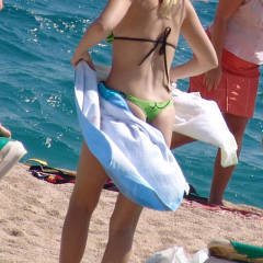 Pic #9 Green Thong - Beach, Bikini Voyeur, Blonde