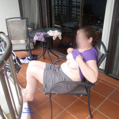 Pic #6 Flashing Breasts On Balcony - Big Tits, Wife/wives