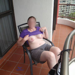 Pic #5 Flashing Breasts On Balcony - Big Tits, Wife/wives