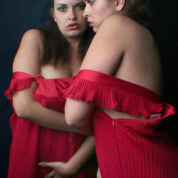 Pic #1 Red Lady Doubled - Big Tits, Brunette