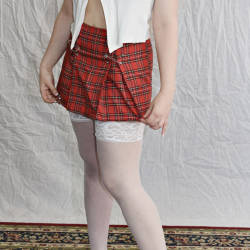 Pic #1 Strip Tease In Tartan Skirt And Heels - Striptease, Shaved, Lingerie, High Heels Amateurs, Big Tits, Wife/wives