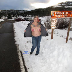 Pic #9 BBW Outdoors - Big Tits, Flashing, Public Exhibitionist, Public Place, Bbw