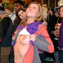 Blonde Girl Nude In Mardi Gras - Big Tits, Blonde Hair, Firm Tits, Nude In Public, Showing Tits, Topless Girl, Sexy Boobs, Sexy Girl