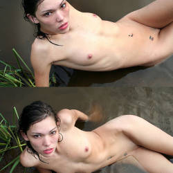 Pic #4 Shoreline Swim - Brunette, Nature, Small Tits