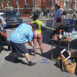 Pic #3 Naked In NYC... Broad Daylight  - Big Tits, Brunette, Public Exhibitionist, Public Place