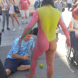Pic #4 Naked In NYC... Broad Daylight  - Big Tits, Brunette, Public Exhibitionist, Public Place