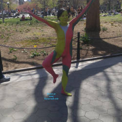 Pic #5 Naked In NYC... Broad Daylight  - Big Tits, Brunette, Public Exhibitionist, Public Place
