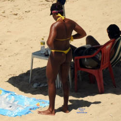 Pic #1 Yellow Bikini In Janga Beach - Beach Voyeur, Bikini Voyeur, Brunette