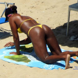 Pic #2 Yellow Bikini In Janga Beach - Beach Voyeur, Bikini Voyeur, Brunette