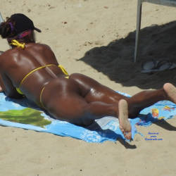 Pic #6 Yellow Bikini In Janga Beach - Beach Voyeur, Bikini Voyeur, Brunette