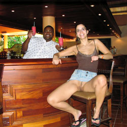 Showing Pussy At The Bar - Exposed In Public, Flashing, Nude In Public, Trimmed Pussy, Sexy Girl, Sexy Legs