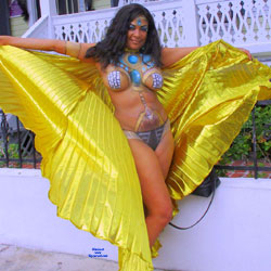 Painted Body In Fantasy Costume - Big Tits, Black Hair, Nude In Public, Nude Outdoors, Costume