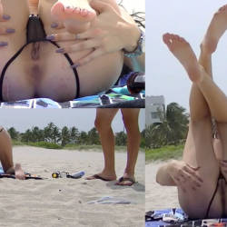 Pic #7 Exhibitionist Wife Alison Topless And Crotchless Thong On Public Beach! - Beach, Brunette, Outdoors, Wife/wives, Amateur