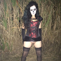 Halloween Front Yard Flasher - Pantieless Girls, Brunette, Lingerie, Outdoors, Amateur, fetish pics