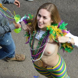 Pic #4 Mardi Gras 2 - Big Tits, Public Exhibitionist, Flashing, Outdoors, Public Place