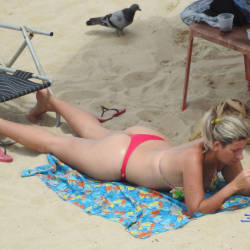 Pic #5 Red Bikini In Boa Viagem Beach - Blonde, Outdoors, Bikini Voyeur, Beach Voyeur