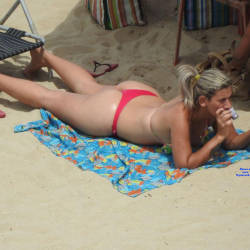 Pic #6 Red Bikini In Boa Viagem Beach - Blonde, Outdoors, Bikini Voyeur, Beach Voyeur