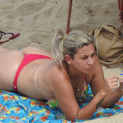 Pic #7 Red Bikini In Boa Viagem Beach - Blonde, Outdoors, Bikini Voyeur, Beach Voyeur