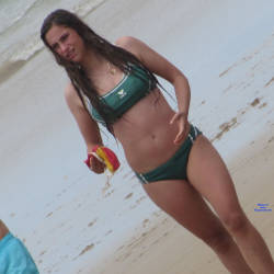 Pic #4 Cutie At Beach - Brunette, Bikini Voyeur, Beach Voyeur, Outdoors