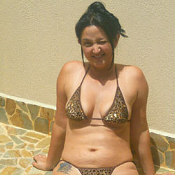 Animal Print Bikini - Brunette, Outdoors, Amateur, Body Piercings