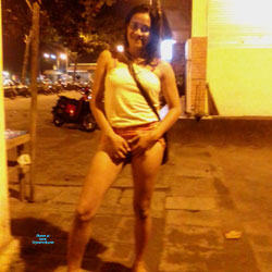 Girlfriend Getting Some Pics Taken - Brunette, Public Exhibitionist, Flashing, Outdoors, Public Place, Amateur, GF